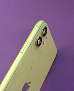 Рамка корпуса Apple iPhone 11 желтая С-сток (стекло камеры треснутое) - фото 3