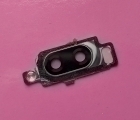 Стекло на камеру LG V30s чёрное с серой рамкой